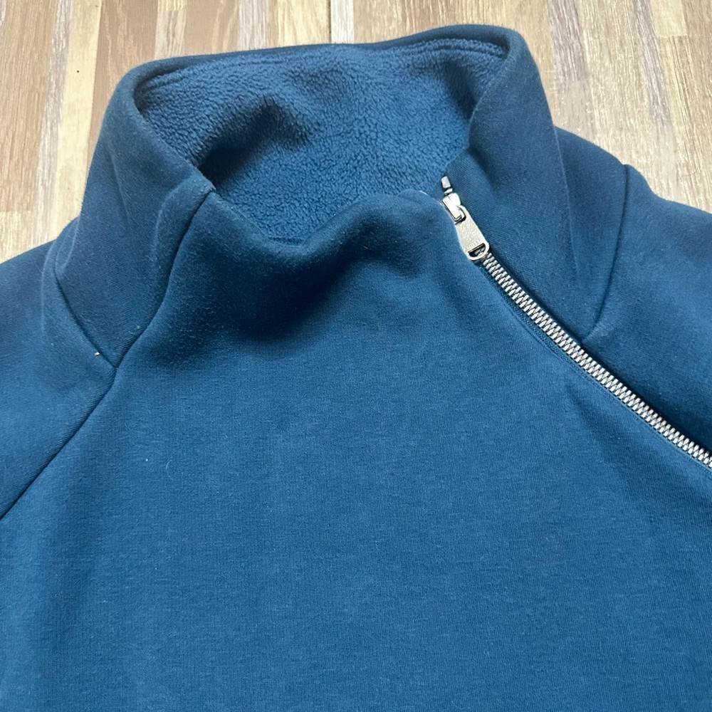 Athleta Zip Neck Cozy Crossover Fleece Sweatshirt, Size Small - Picture 2 of 15